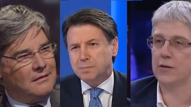 Paolo Del Debbio, Giuseppe Conte e Mario Giordano.