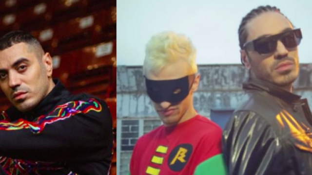 Marracash, a destra &egrave; insieme ad Achille Lauro ai tempi di Roccia Music.