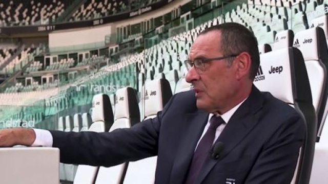 Maurizio Sarri, screenshot della prima intervista alla guida della Juventus.