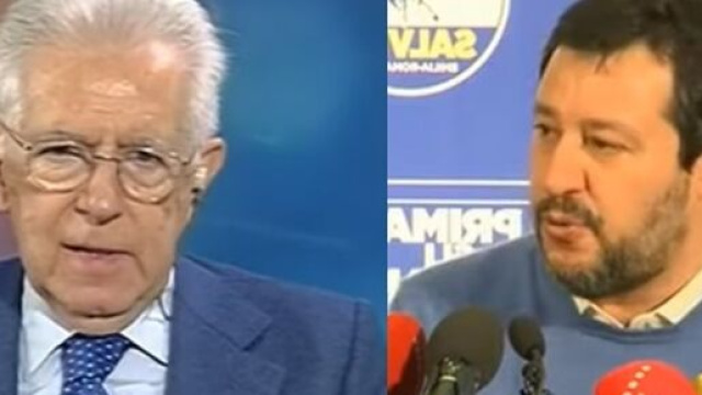 Mario Monti e il leader della Lega Matteo Salvini.