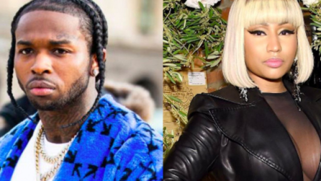 Pop Smoke a sinistra, Nicki Minaj a destra.