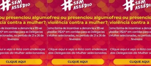 Campanha que combate o ass&eacute;dio gerou repercuss&atilde;o. (Divulga&ccedil;&atilde;o/99)