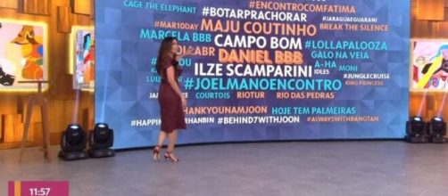 F&aacute;tima Bernardes contorna o ocorrido com Daniel no programa Encontro. (Reprodu&ccedil;&atilde;o/TV Globo)