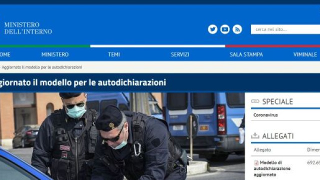 Il pdf dell'autocertificazione aggiornata &egrave; disponibile sul sito del Ministero dell'Interno.