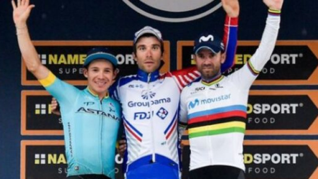 Thibaut Pinot sul podio della Milano Torino 2018