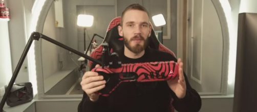 PewDiePie unveiling his big PP project - the Arkade Blaster. [Image source: PewDiePie/YouTube]