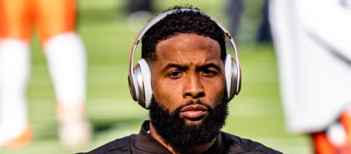Odell Beckham Jr warming up with the Browns. [image source: Erik Drost- Wikimedia Commons]