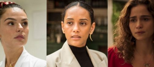 Na novela, Isis Valverde (&agrave; esq.), Ta&iacute;s Araujo e Nanda Costa t&ecirc;m de escolher entre amor e trabalho. ( Reprodu&ccedil;&atilde;o/TV Globo )