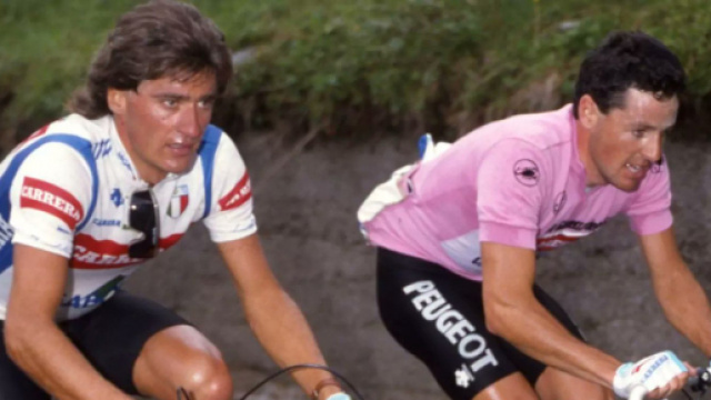 Roberto Visentini e Stephen Roche al Giro d'Italia 1987.