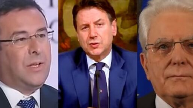 Stefano Candiani, Giuseppe Conte e Sergio Mattarella.