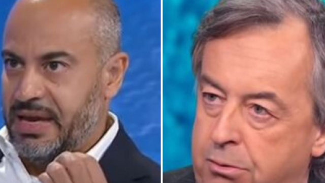 Gianluigi Paragone ed il virologo Roberto Burioni.