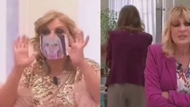 Tina provoca Gemma nel corso della registrazione della puntata del 20 aprile indossando una mascherina con la mummia.