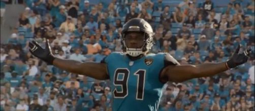 Ngakoue celebrating a sack. [image source: JJ Productions- YouTube]