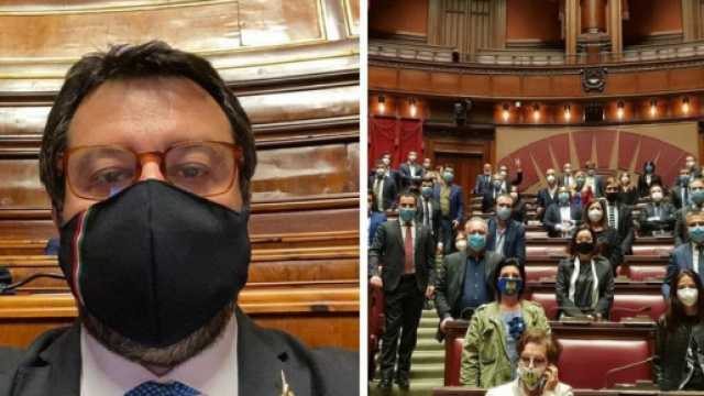 Deputati e senatori della Lega occupano il Parlamento.