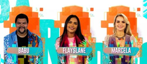 Babu, Flayslane e Marcela se enfrentam no 12&ordm; Pared&atilde;o do 'BBB20'. (Reprodu&ccedil;&atilde;o/TV Globo)