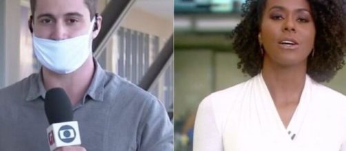 Maju Coutinho se manifesta ap&oacute;s rep&oacute;rter Pedro Figueiredo usar m&aacute;scara de modo errado. (Reprodu&ccedil;&atilde;o/TV Globo)