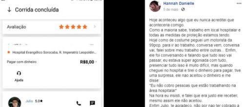 Corrida custou R$ 8, mas n&atilde;o foi cobrada. (Reprodu&ccedil;&atilde;o/Redes Sociais)