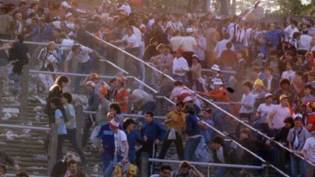 Uno spaccato dello stadio Heysel nel tragico 29 maggio 1985.