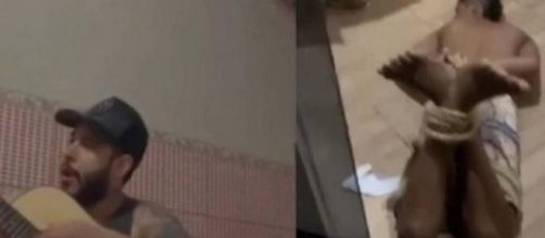 O ladr&atilde;o tentou roubar alguns pertences enquanto todos estavam concentrados na live do cantor. (Reprodu&ccedil;&atilde;o/Redes Sociais)