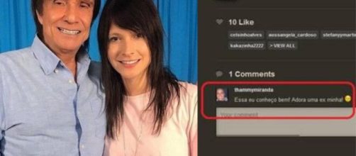 Jovem que foi apontada como interesse amoroso de Roberto Carlos j&aacute; foi alfinetada por Thammy. (Foto: Montagem/Instagram).