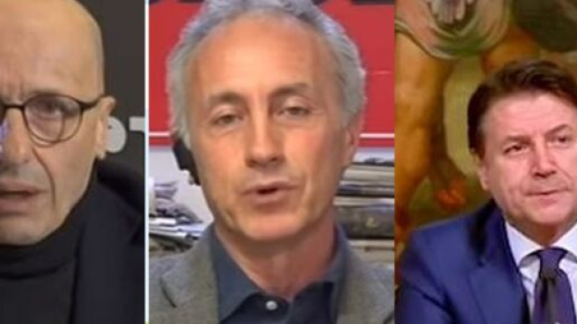 Alessandro Sallusti, Marco Travaglio e Giuseppe Conte.