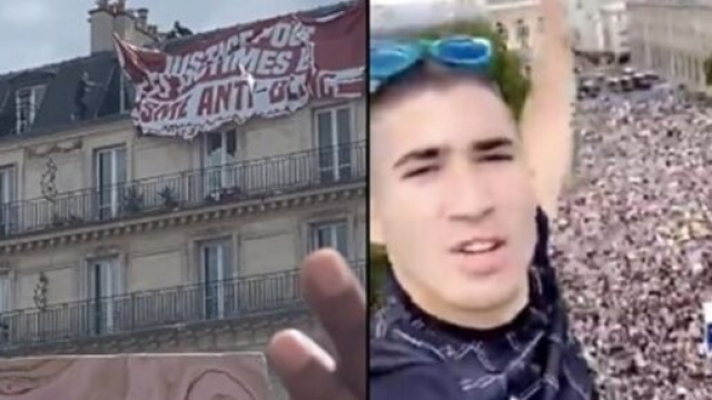 Acrobate92 d&eacute;croche une banderole contre le racisme anti-blanc - photo captures d'&eacute;cran vid&eacute;o twitter