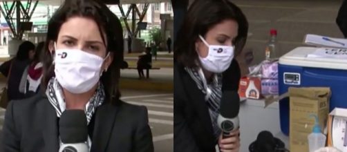 Rep&oacute;rter da Record que testou positivo para Covid-19 ao vivo est&aacute; isolada. (Reprodu&ccedil;&atilde;o/RecordTV)