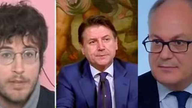 Diego Fusaro, Giuseppe Conte e Roberto Gualtieri.