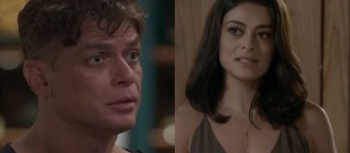 Arthur negar&aacute; pedido de Carol, deixando a morena furiosa em 'Totalmente Demais'. (Foto: Montagem/Globo).