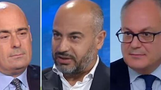 Nicola Zingaretti, Gianluigi Paragone e Roberto Gualtieri.