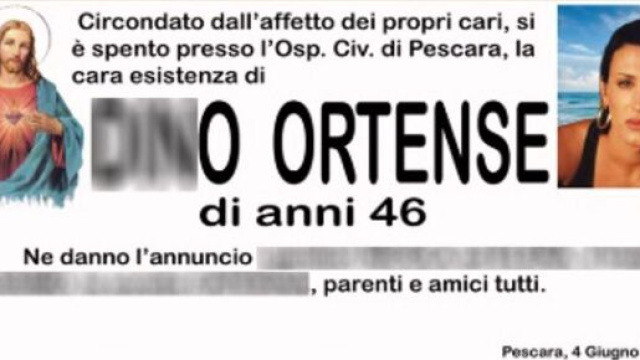 Pescara: Alessia Ortense, si spegne a 46 anni, e sui manifesti il suo nome torna Dino.
