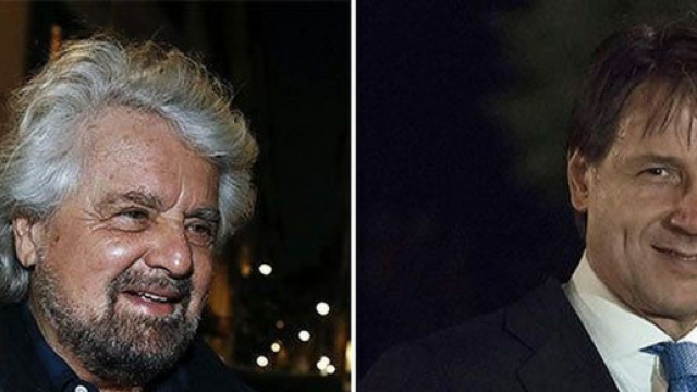 Beppe Grillo e il premier Giuseppe Conte.