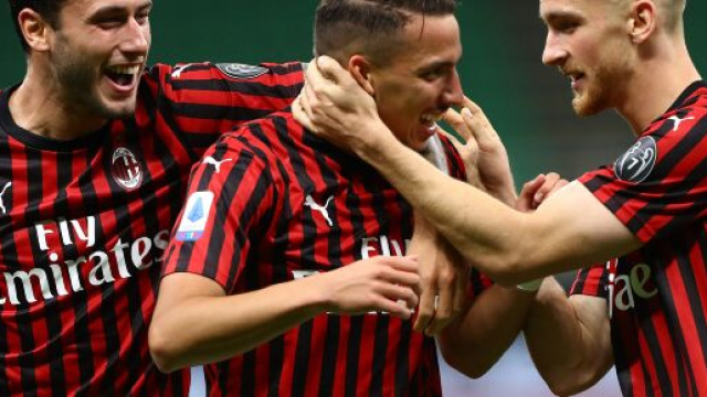 Alcuni marcatori della goleada di San Siro: Davide Calabria, Isma&euml;l Bennacer e Alexis Saelemaekers.