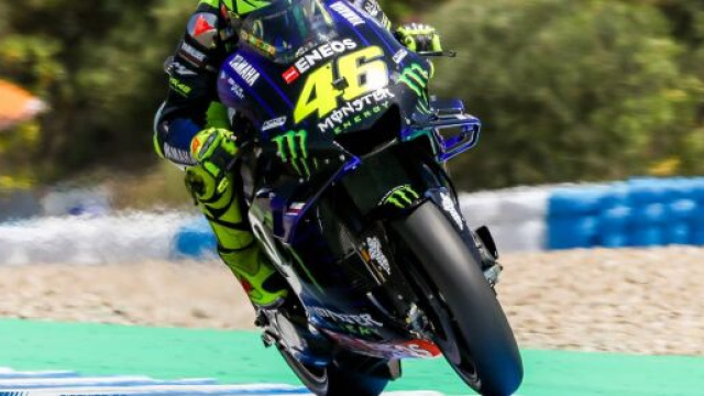 Valentino Rossi in sella alla sua M1, terzo posto nel Gran Premio di Andalusia.