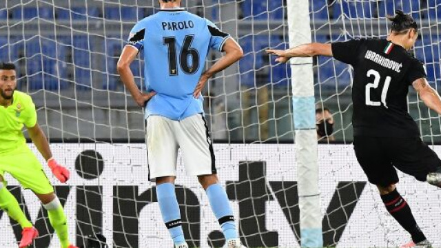 Lazio-Milan: il gol su rigore di Zlatan Ibrahimović.