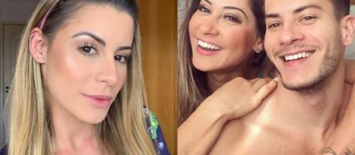 Mayra Cardi comentou as declara&ccedil;&otilde;es de Aricia, e pediu que parem de culpar a loira. (Foto: Montagem/Instagram).