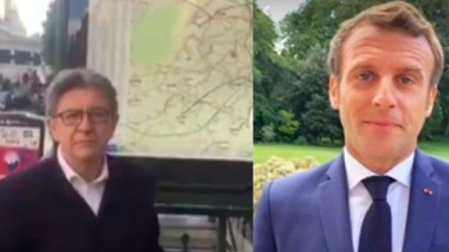 Jean-Luc M&eacute;lencho r&eacute;pond &agrave; Emmanuel Macron et c'est tr&eacute;s g&ecirc;nant - photo montage captures d'&eacute;cran