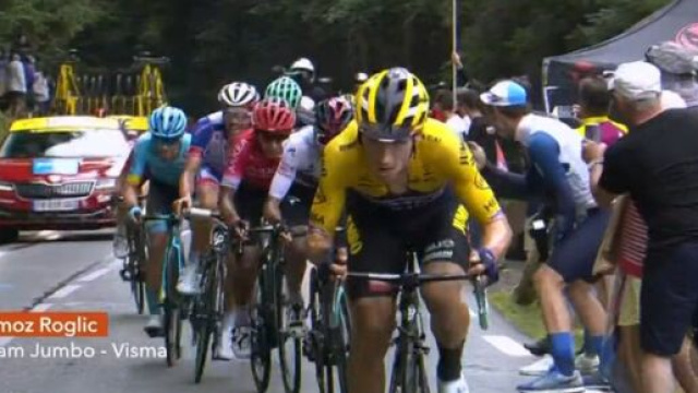 L'attacco vincente di Primoz Roglic sul Col de Porte.