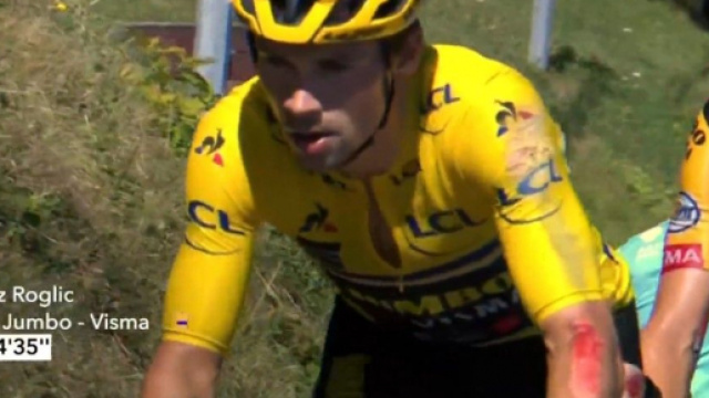 Primoz Roglic ferito dopo la caduta al Delfinato