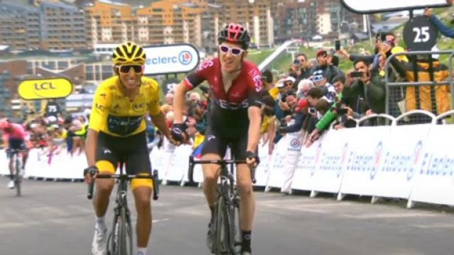 Egan Bernal e Geraint Thomasl al Tour de France dello scorso anno.