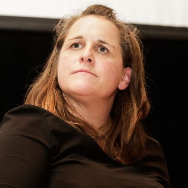 Claire Wardle at the "Desinforma&ccedil;&atilde;o e a Internet: Desafios para o Futuro" in 2018. &copy;Alice Vergueiro/Abraji