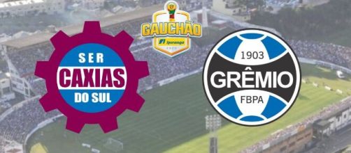 Caxias x Gr&ecirc;mio: transmiss&atilde;o ao vivo nesta quarta (26), &agrave;s 21h30. (Fotomontagem)
