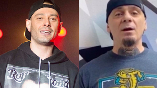 Fabri Fibra a sinistra, J-Ax a destra.