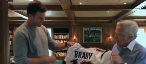 Kraft looks at Brady like a son. [Image Source: NFL Fanzone/YouTube]