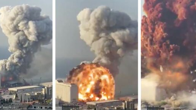 Immagini di Beirut: l'esplosione si &egrave; avvertita fino all'altezza dell'isola di Cipro.