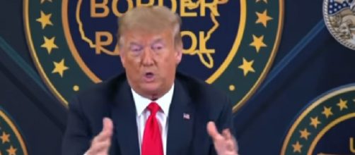 Donald Trump visits US-Mexico border wall in Arizona - and says it keeps out Covid-19. [Image source/The Telegraph YouTube video]