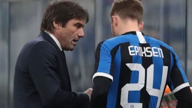 Antonio Conte e Christian Eriksen: il futuro del danese all'Inter &egrave; ancora incerto.