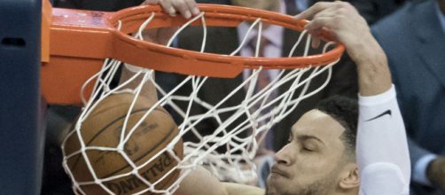 Ben Simmons finishing a dunk. [image source: Keith Allison-Flickr]