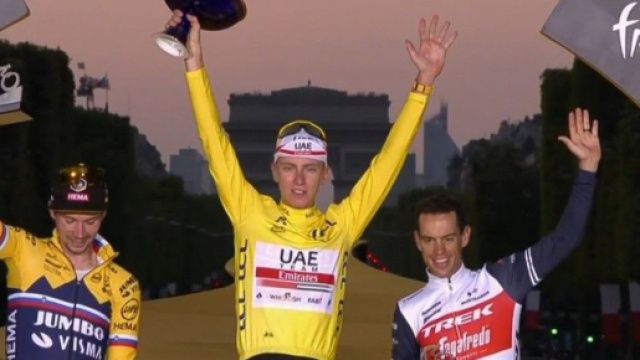 Il podio finale del Tour de France 2020