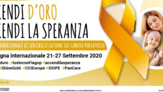 Locandina della campagna 'Accendi d'oro, accendi la speranza'.